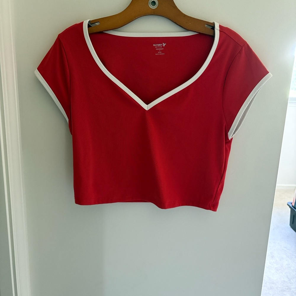Old NAVY Red Crop Top with White Trim
